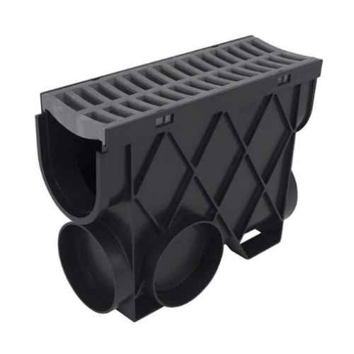 Bassin collecteur drain pluvial grille plas. gris