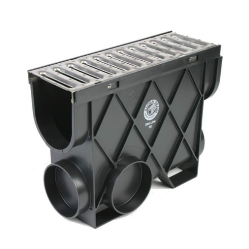 Bassin collecteur drain pluvial, grille acier inox