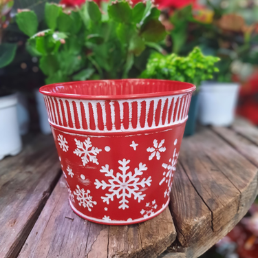 Pot rouge " flocons" - 6"