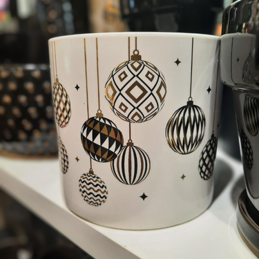 Pot " boules de Noël noir et or"