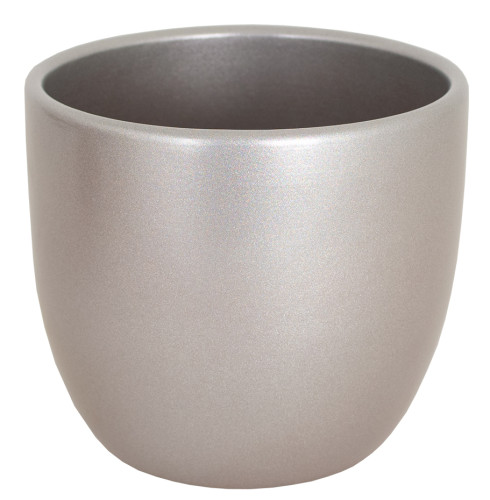 Cache pot en céramique Metis couleur argent - 16cm