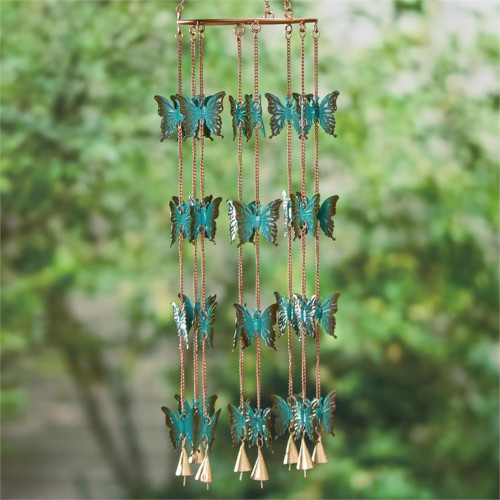 Carillon éolien de jardin - Papillon en métal - 76cm