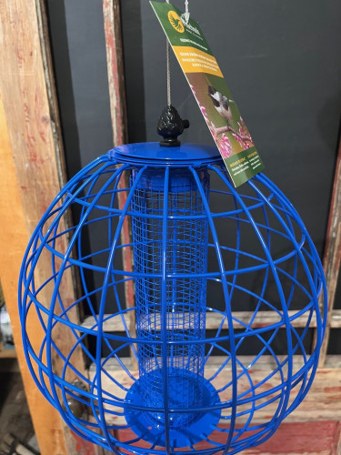Mangeoire pour oiseaux en métal - Sphère bleue 