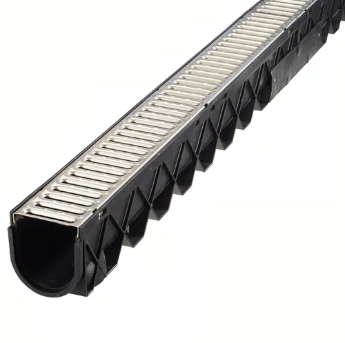 Ensemble de drain pluvial avec grille en acier inoxidable - 5'' x 10'