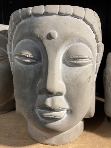 Cache-Pot Ciment Tête de Bouddha - Buddha Cement Pot